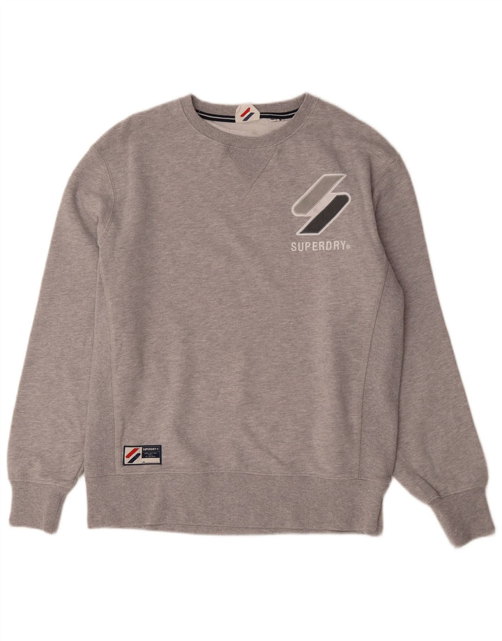 Felpa grafica da uomo Superdry Maglione in cotone chiazzato grigio medio