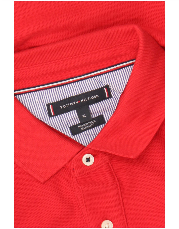 Polo da uomo vestibilità regolare Tommy Hilfiger XL in cotone rosso