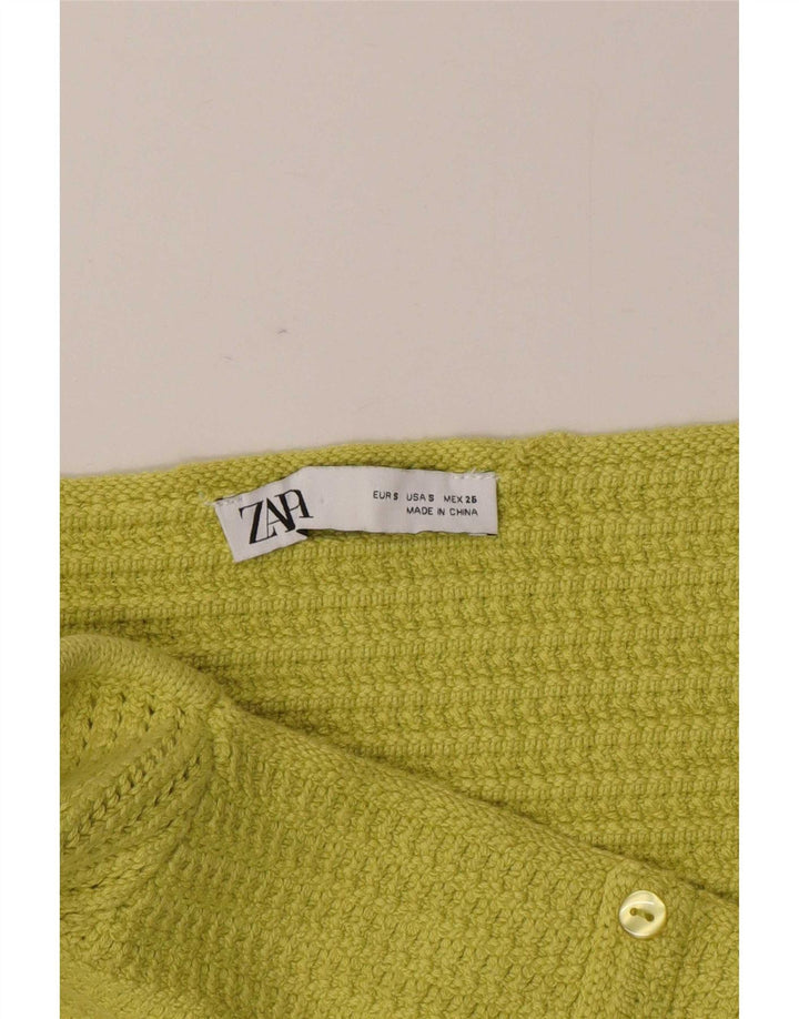 Top corto in maglia da donna Zara UK 8 piccolo verde