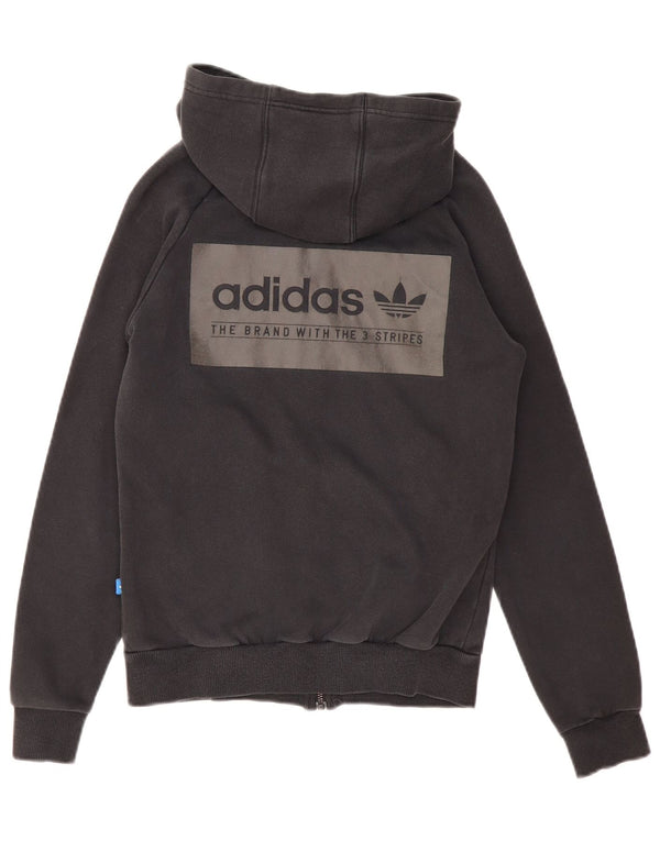 Maglione con cappuccio e zip grafica da donna Adidas UK 8 piccolo cotone nero