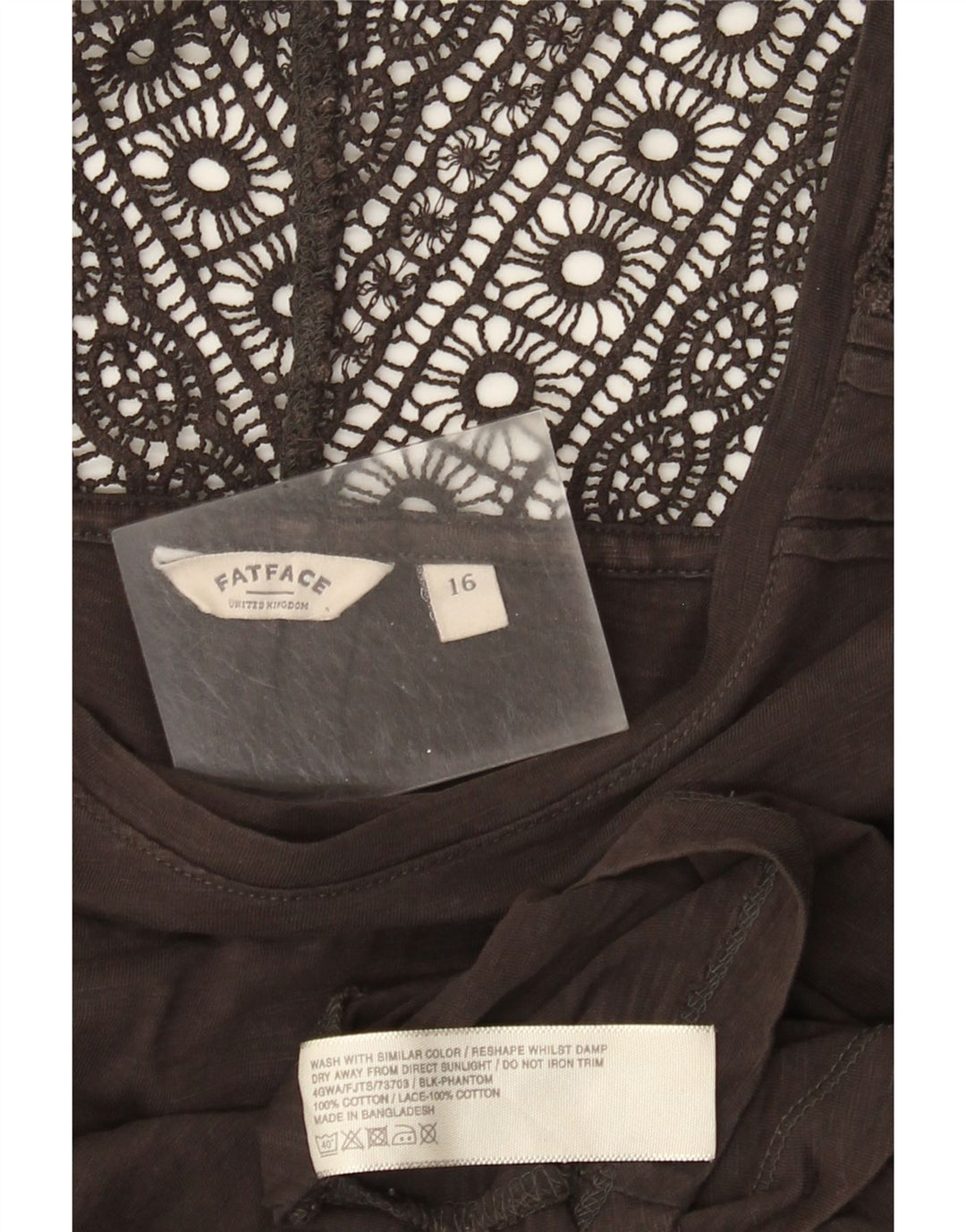 Top da donna a maniche lunghe Fat Face UK 16 grande cotone marrone