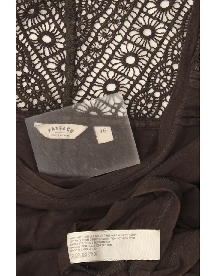 Top da donna a maniche lunghe Fat Face UK 16 grande cotone marrone