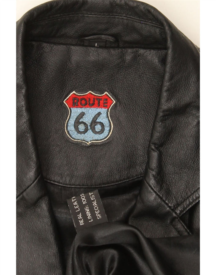 ROUTE 66 Mens Leather Jacket UK 40 Large Black Leather Vintage Route 66 and Second-Hand Route 66 from Messina Hembry 