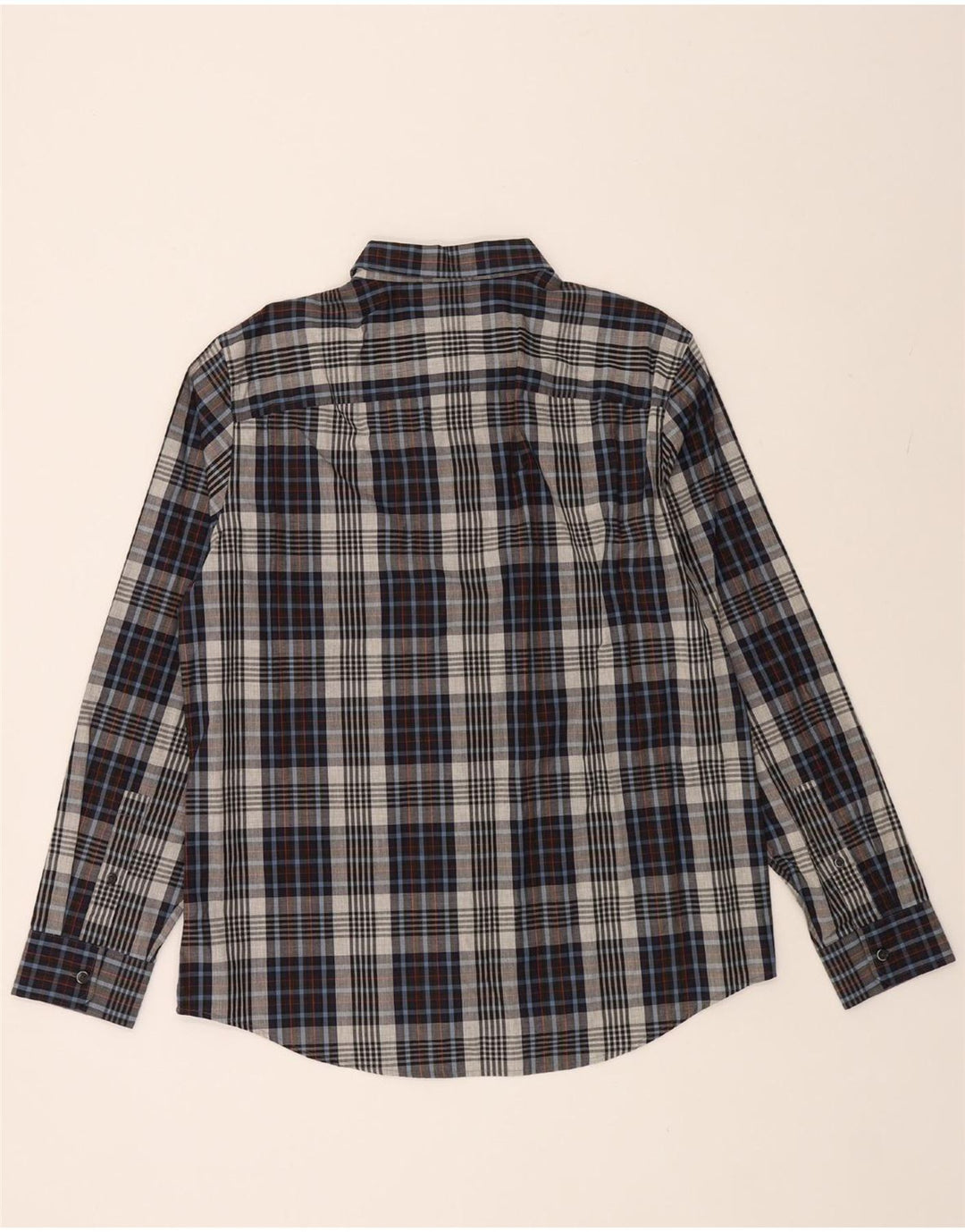 MICHAEL KORS Mens Tailored Fit Shirt Large Navy Blue Check Cotton Vintage Michael Kors and Second-Hand Michael Kors from Messina Hembry 