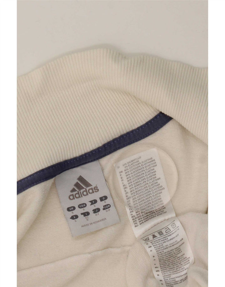 Giacca da ginnastica da donna Adidas piccola in cotone bianco