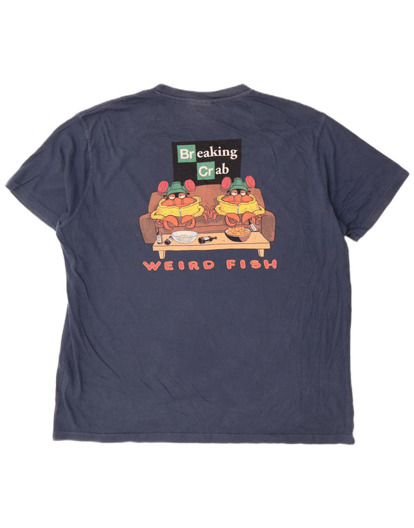T-shirt grafica da uomo Weird Fish Top 2XL cotone blu navy