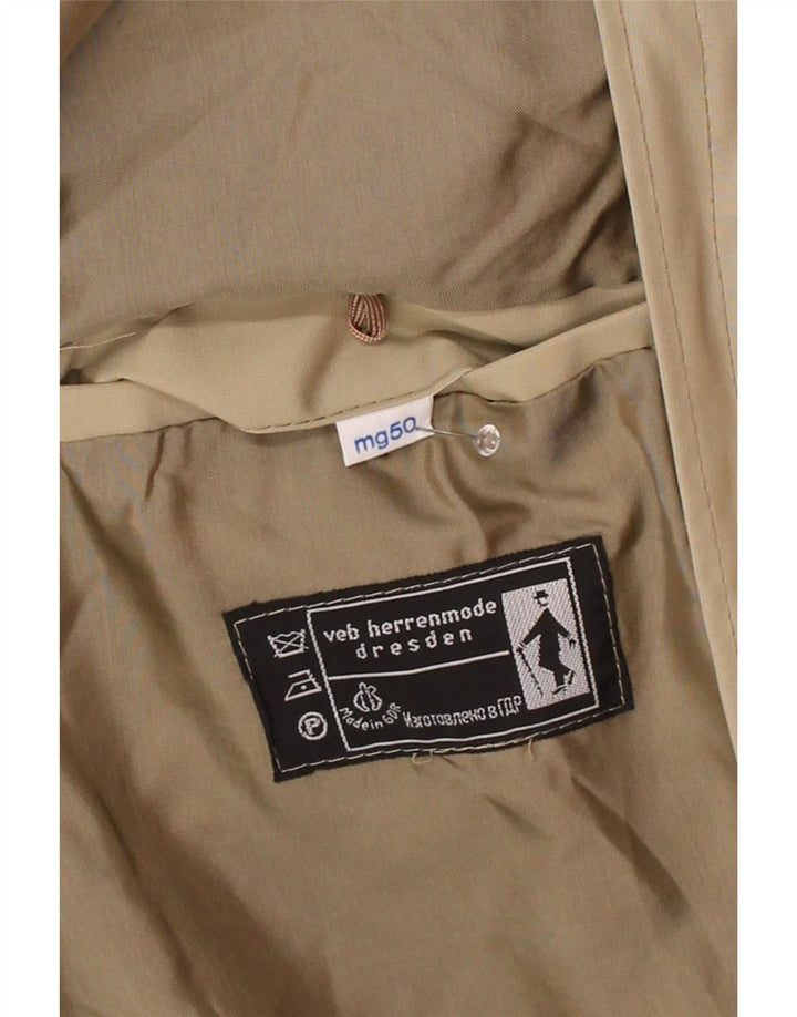 VINTAGE Mens Windbreaker Coat EU 50 Large Khaki Polyacrylic