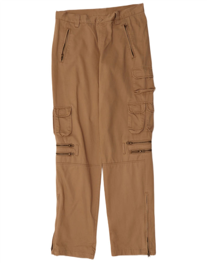 Pantaloni cargo dritti da uomo VINTAGE IT 50 Large W34 L35 Cotone Beige