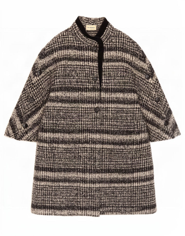 Soprabito oversize da donna vintage UK 16 grande a righe grigie