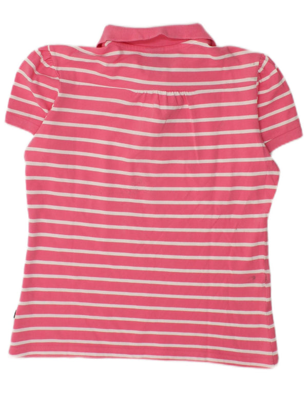 Polo da donna Asics UK 14 grande cotone a righe rosa