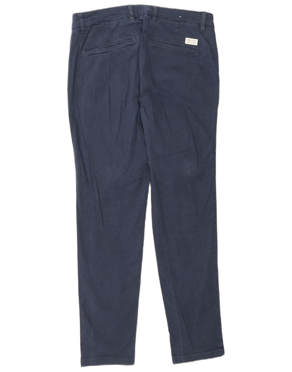 Pantaloni chino slim da uomo Zara EU 42 Large W32 L29 cotone blu navy