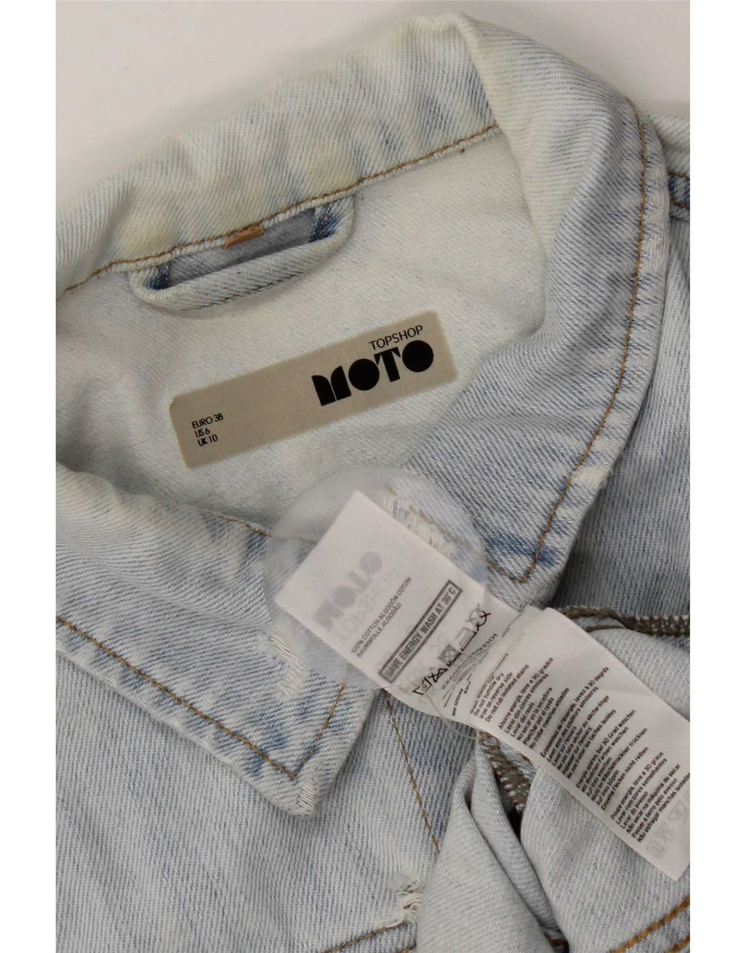 Giacca in denim da donna Topshop UK 10 piccolo cotone blu