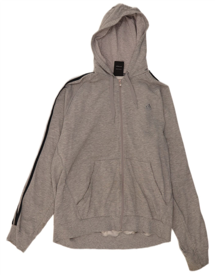 Felpa con cappuccio e zip Adidas da uomo XL in cotone grigio