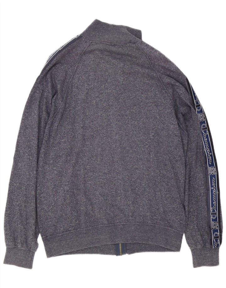 Giacca sportiva da uomo con grafica Champion, giacca grande in cotone chiazzato blu navy
