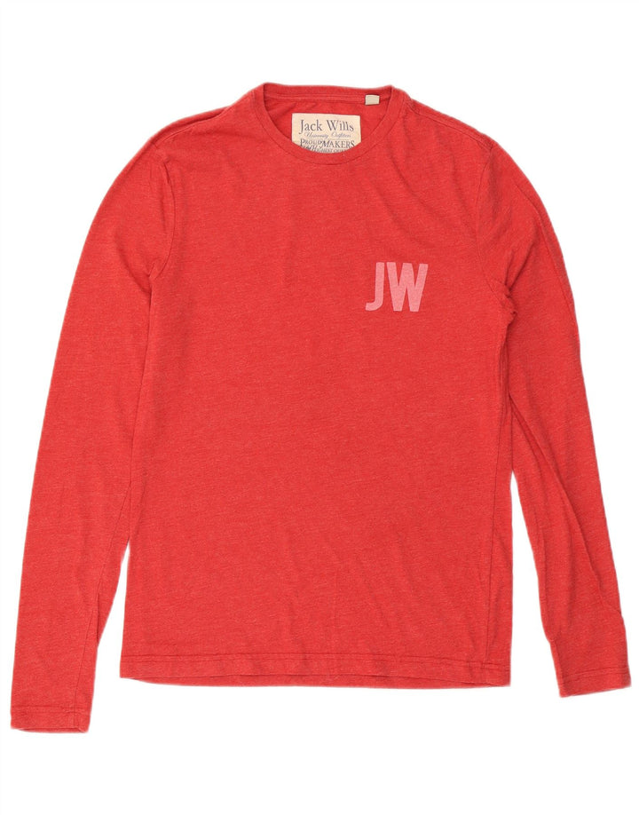 JACK WILLS Top grafico da uomo a maniche lunghe piccolo in cotone rosso