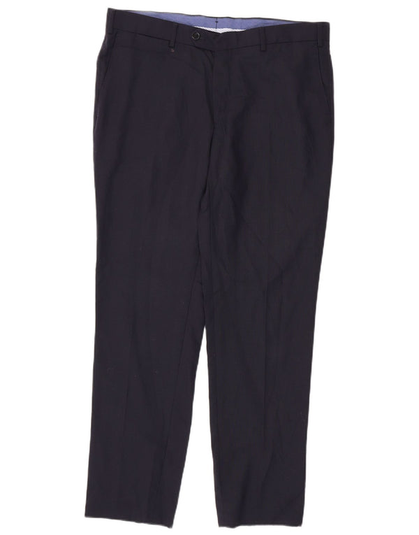 Pantaloni da abito affusolati da uomo Massimo Dutti EU 42 Large W32 L29 Lana blu navy
