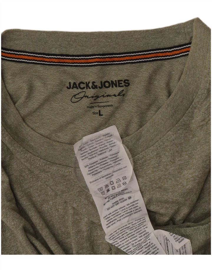 T-shirt da uomo Jack & Jones Top grande in cotone kaki