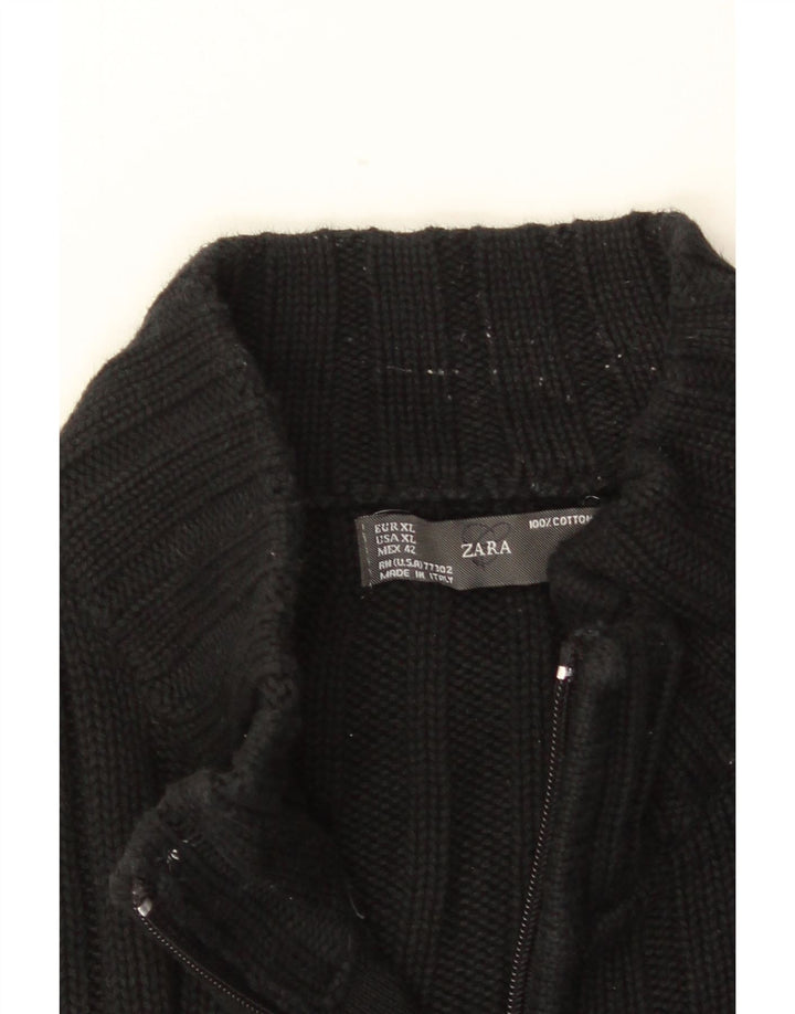 Maglione Cardigan da Uomo ZARA XL in Cotone Nero