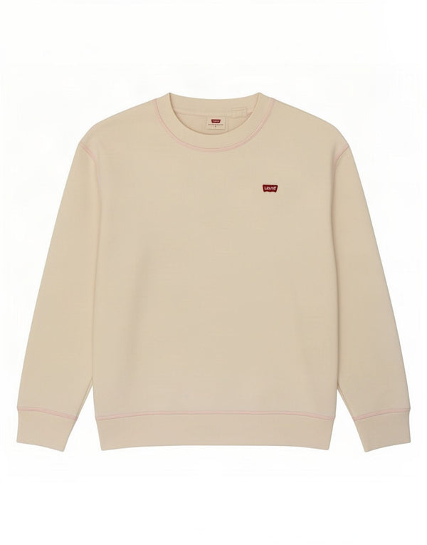 Levi's Donna Felpa Oversize Maglione UK 10 Piccolo Cotone Bianco Sporco