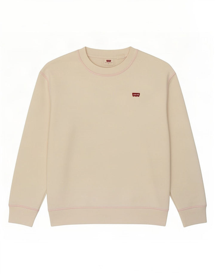 Levi's Donna Felpa Oversize Maglione UK 10 Piccolo Cotone Bianco Sporco