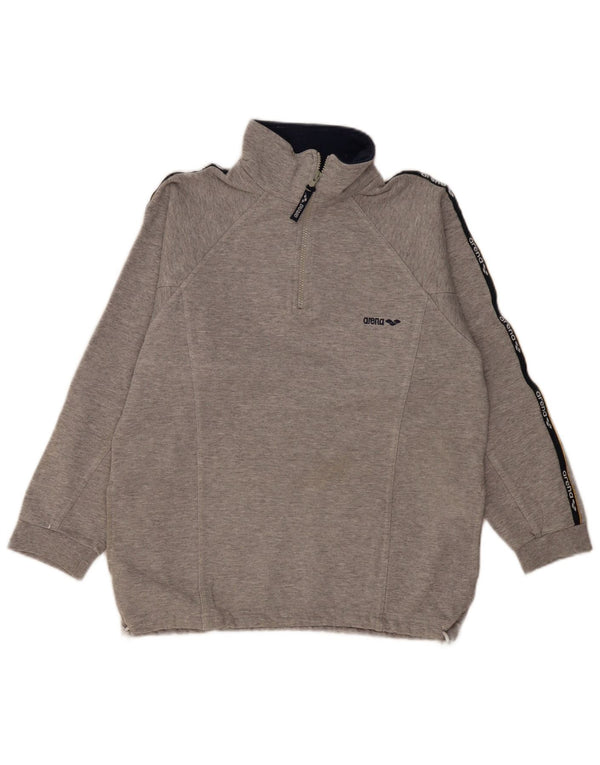 Arena Felpa con collo con zip grafica da uomo Maglione grigio medio color block
