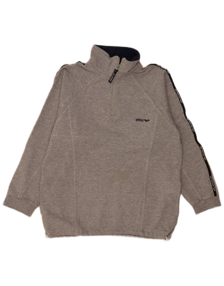 Arena Felpa con collo con zip grafica da uomo Maglione grigio medio color block