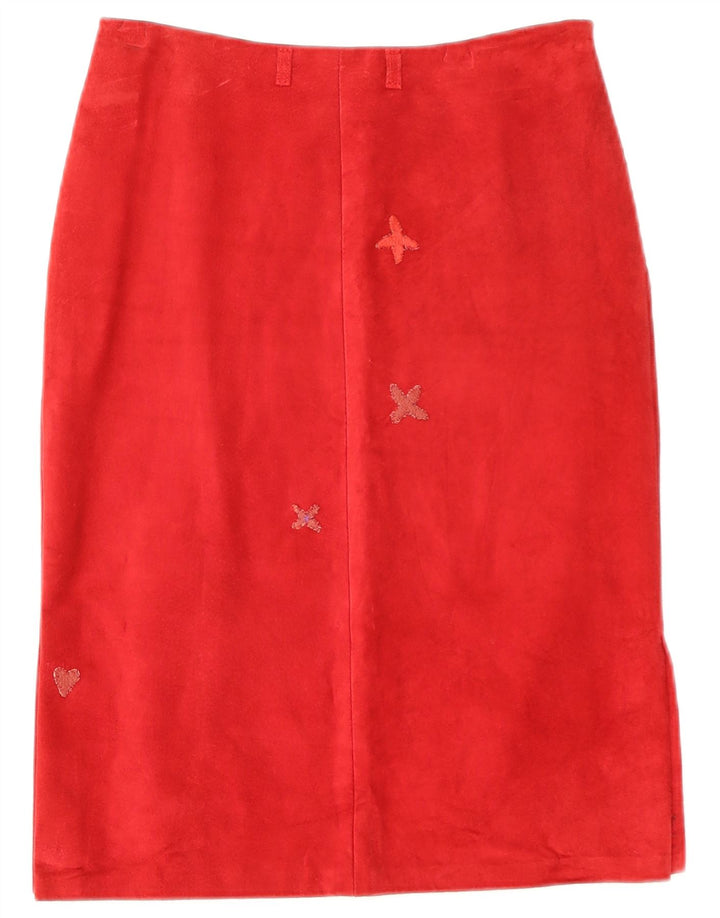 Gonna Midi Donna In Pelle Scamosciata Conbipel IT 42 Media W28 Pelle Rossa
