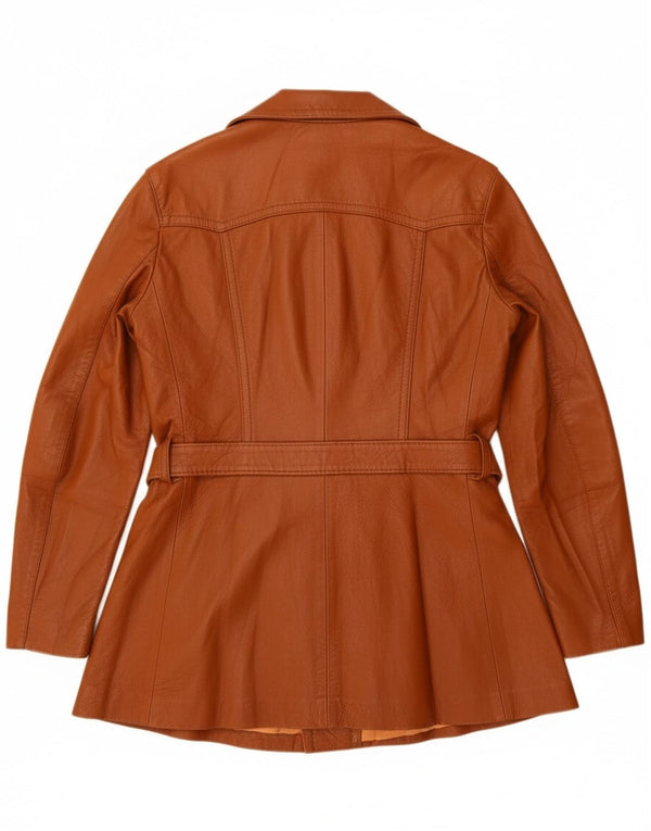 Giacca in pelle da donna vintage UK 14 in pelle marrone medio