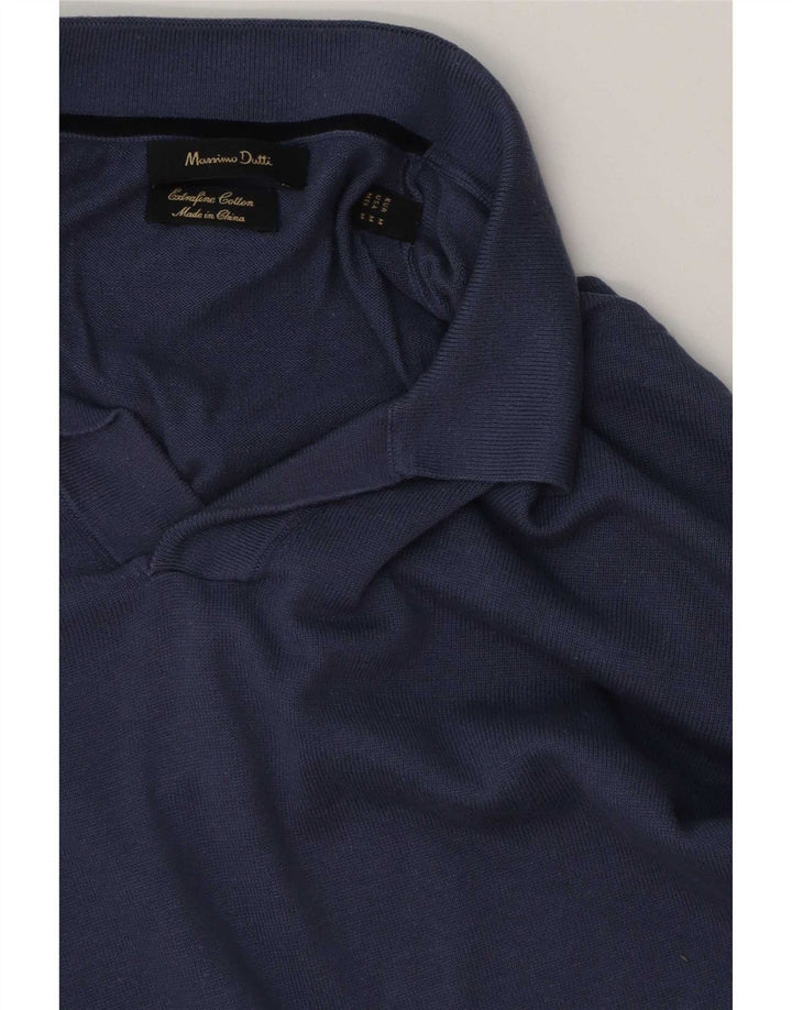 Massimo Dutti Maglione da uomo con collo alto a blocchi di colore blu navy medio