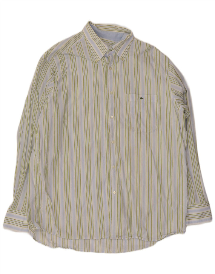 Camicia da uomo Lacoste taglia 44 XL cotone a righe blu