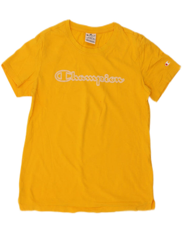 T-shirt grafica da donna Champion Top UK 10 piccola gialla