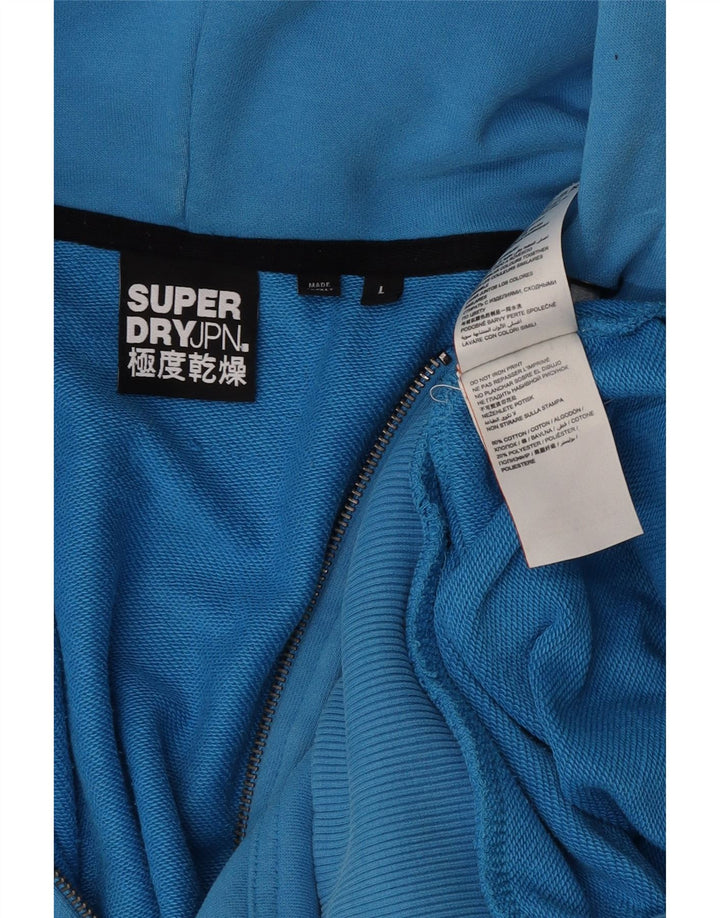 Maglione con cappuccio con zip grafica da uomo SUPERDRY grande cotone blu