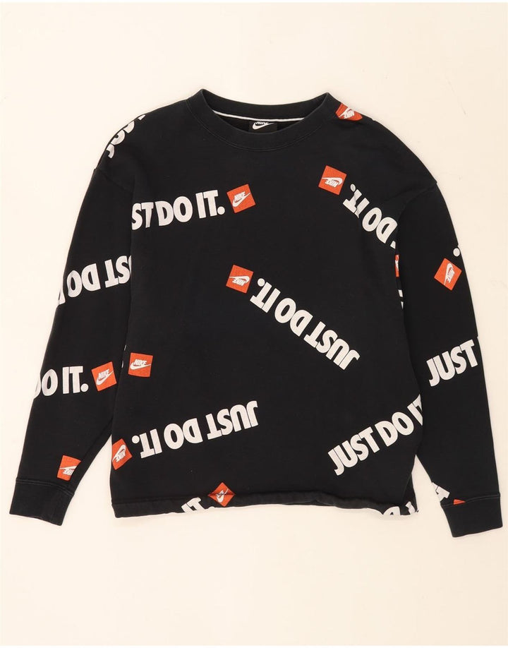 Felpa grafica con cappuccio Nike da uomo, piccola, in cotone nero