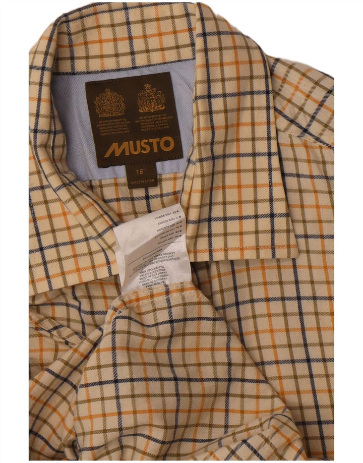 Camicia da uomo Musto taglia 16 grande cotone a quadri beige