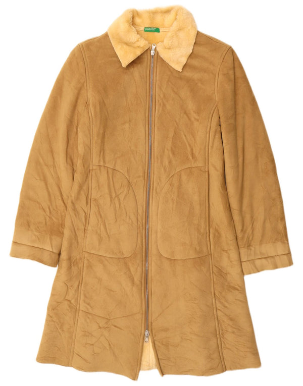 Cappotto Sherpa da donna BENETTON UK 10 Small Beige Modacrile