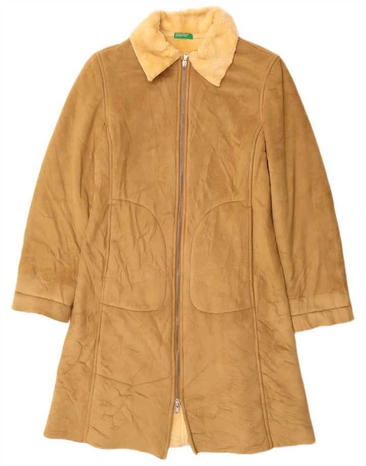 Cappotto Sherpa da donna BENETTON UK 10 Small Beige Modacrile