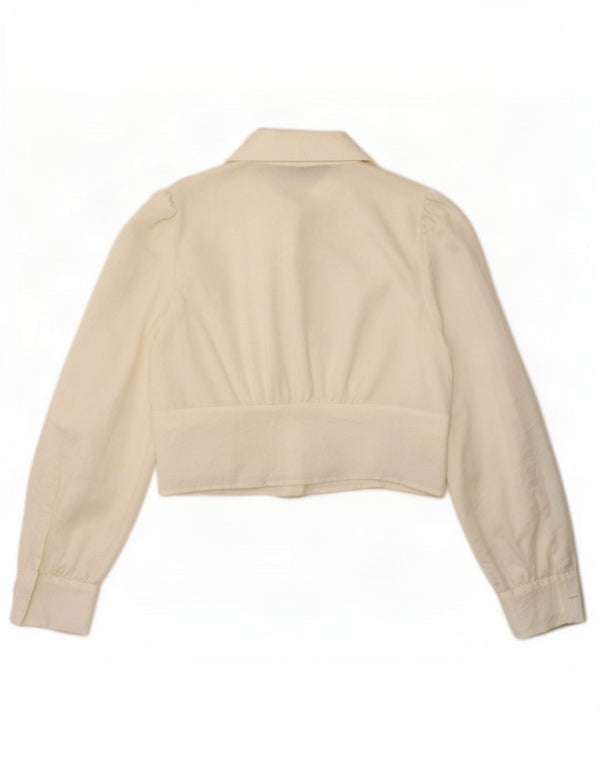 Zara, camicetta da donna con cravatta corta sul davanti, taglia UK 14, grande, poliestere bianco
