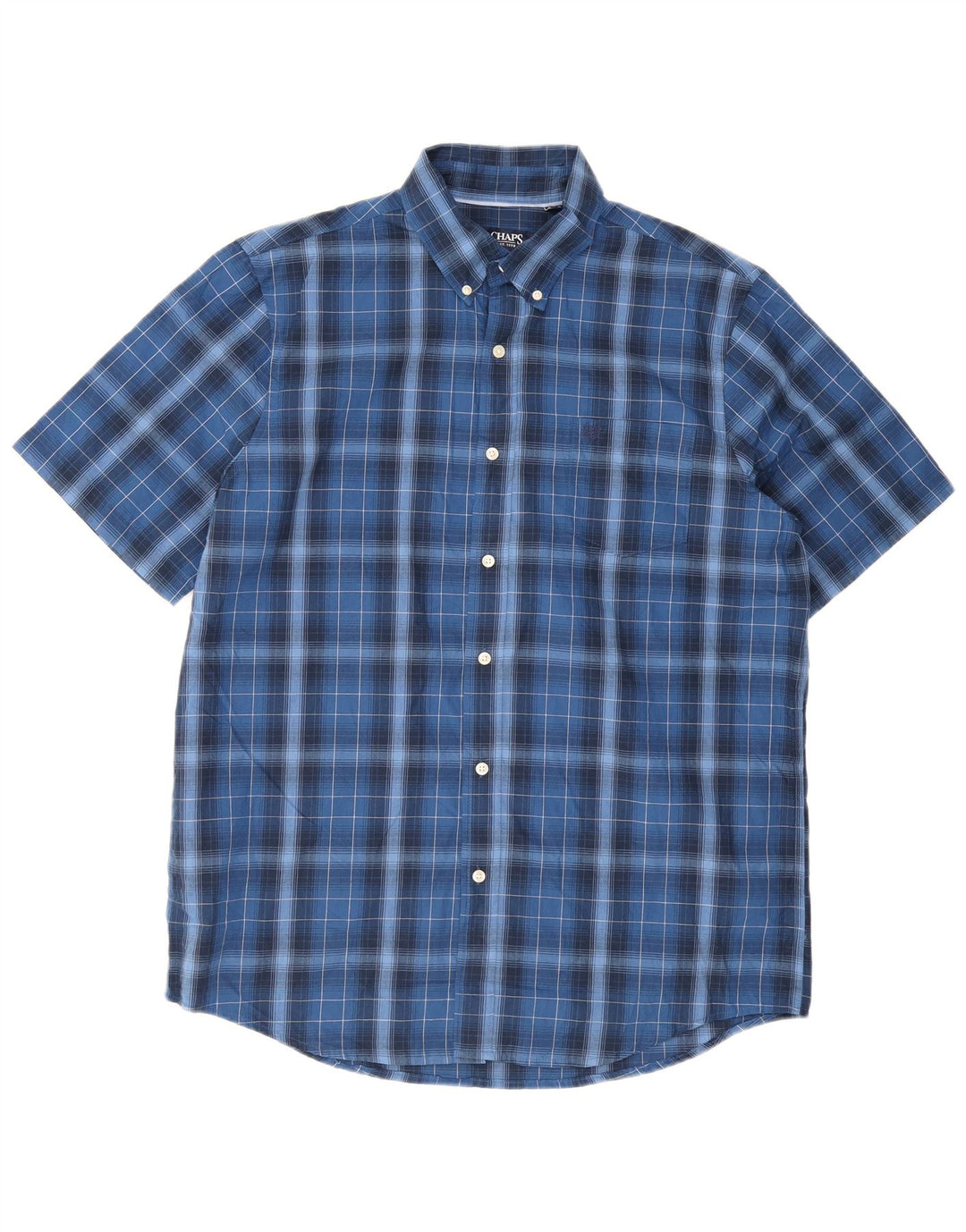 Camicia a maniche corte da uomo Chaps Large in cotone a quadri blu navy