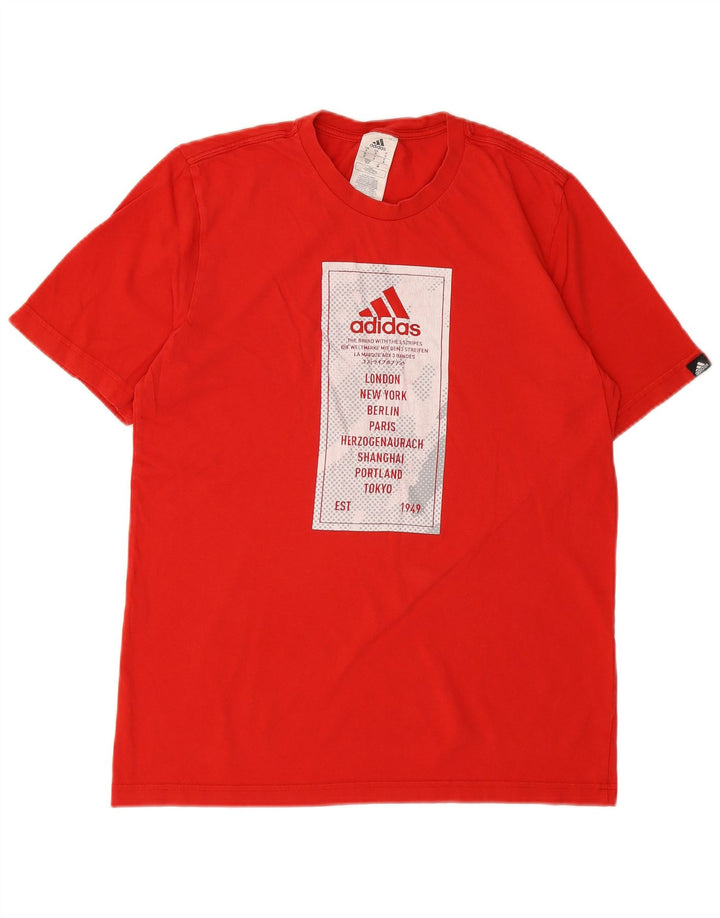 ADIDAS Mens Graphic T-Shirt Top Small Red Cotton