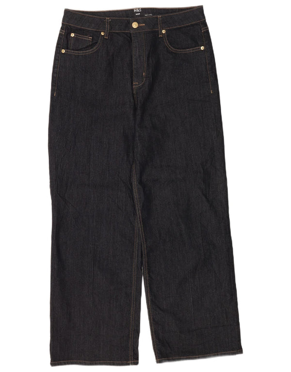Jeans a gamba larga da donna Marks & Spencer UK 14 Large W34 L28 Cotone blu navy