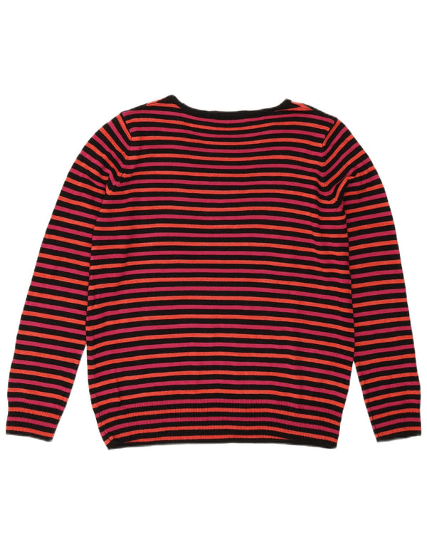 MARKS & SPENCER Maglione da donna con scollo a barca UK 14 Grandi righe rosa