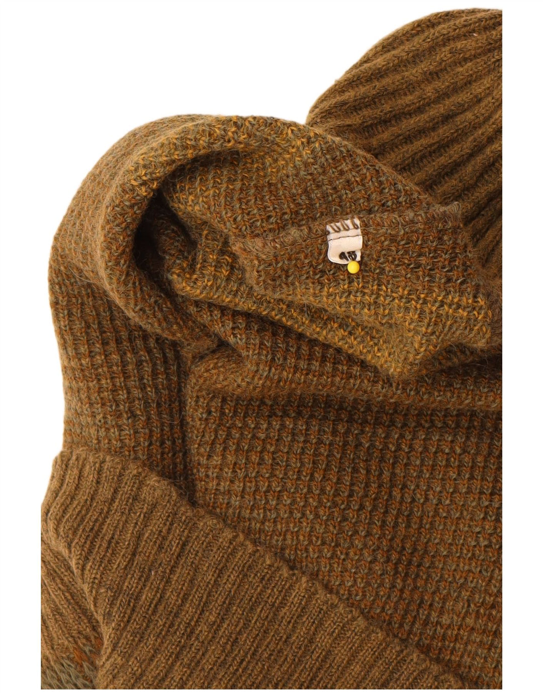 Maglione vintage da uomo con collo a scialle IT 48 medio kaki geometrico