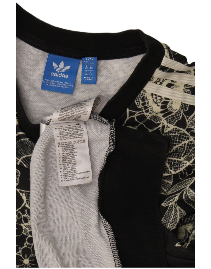 Felpa da donna Adidas Jumper UK 12 Medium Black Floral Poliestere