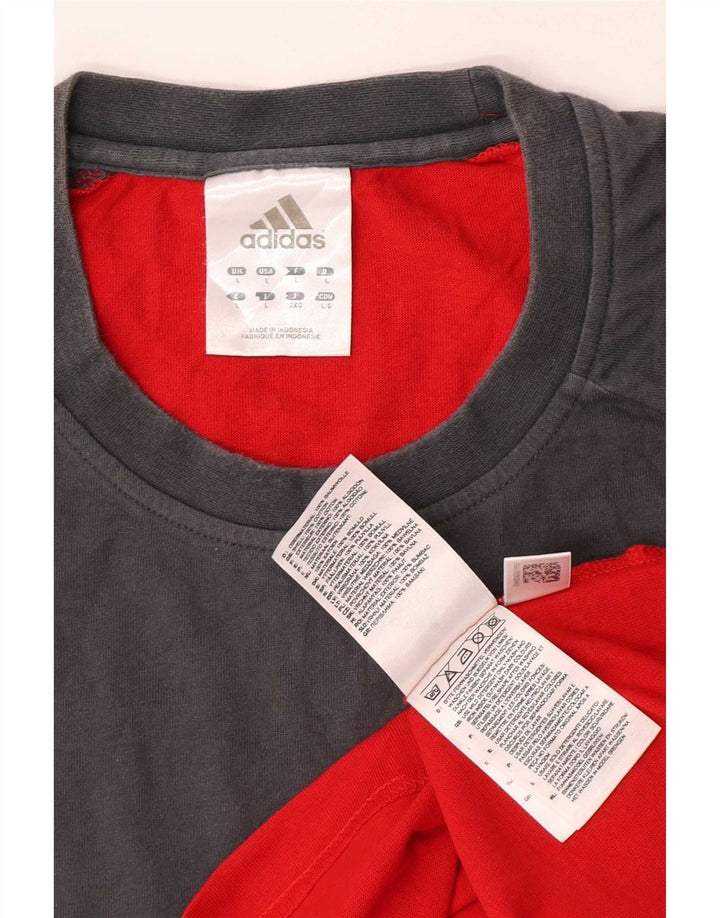 T-shirt Adidas da uomo Top Large in cotone color block grigio
