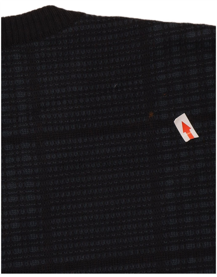 Maglione da uomo Marks & Spencer con scollo a V XL blu navy a quadri in acrilico