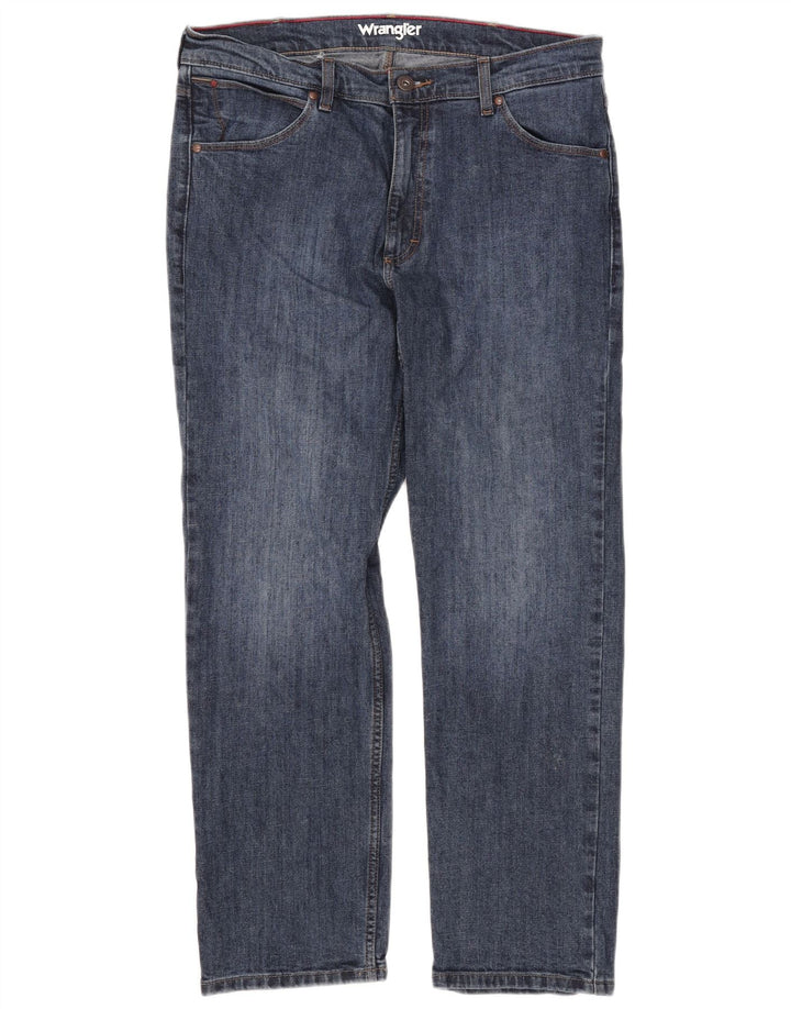 Jeans dritti regolari da uomo Wrangler W34 L30 cotone blu