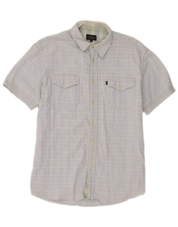 Camicia Trussardi Bambino Manica Corta 15-16 Anni 2XL Cotone Check Blu