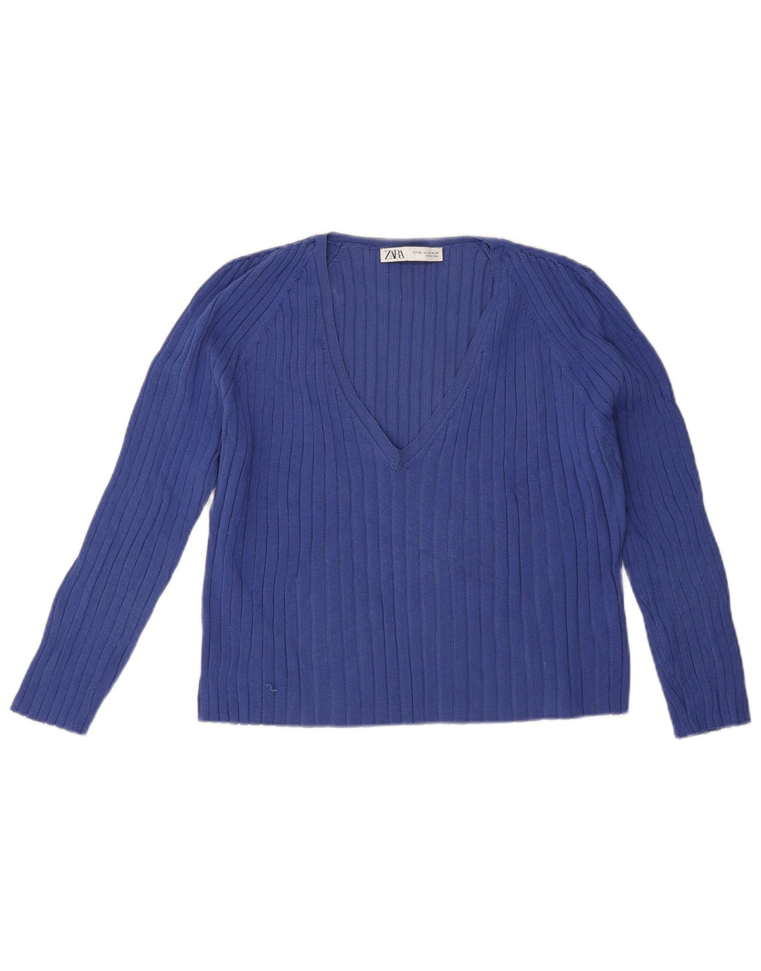 Top Zara da donna manica 3/4 UK 20 2XL viscosa blu