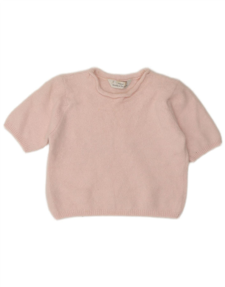 Maglione maglione girocollo a maniche corte da donna Marks & Spencer UK 10 Small Pi