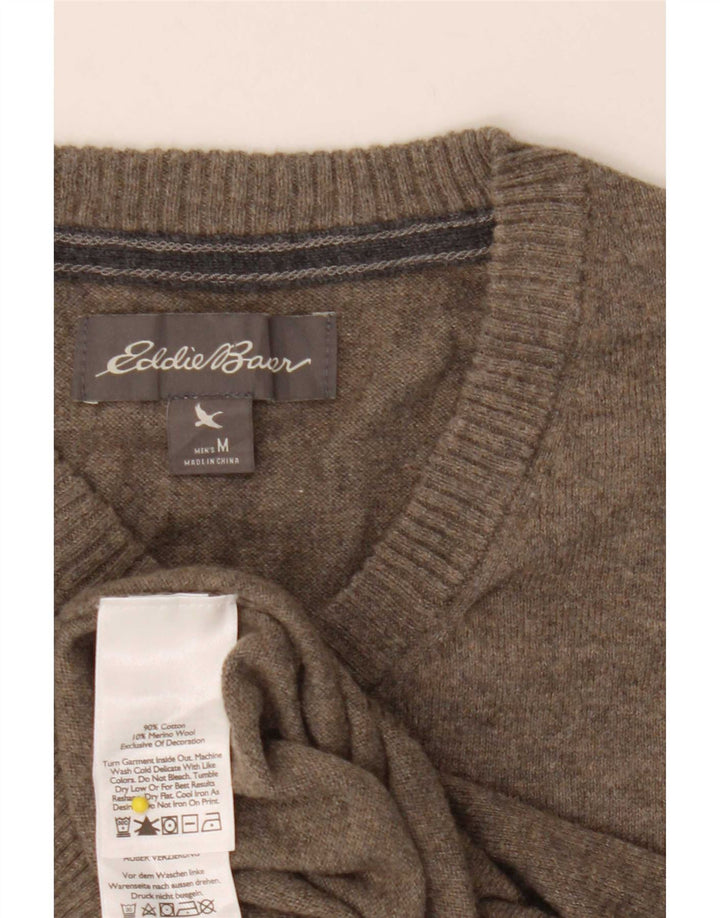 Maglione da uomo con scollo a V Eddie Bauer in cotone kaki medio